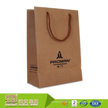 Diseño de logotipo personalizado reforzado muestra gratis Bolso de mano marrón de Kraft bolso de papel para embalaje de compras